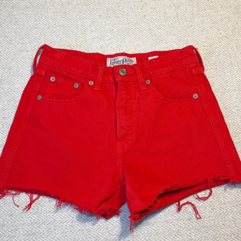 Lucky Brand Red Jean Shorts.  Size 00 - Picture 3 of 12